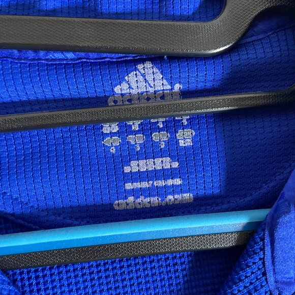 Men's Medium Adidas Blue & White Polo Style Shirt - Picture 2 of 5